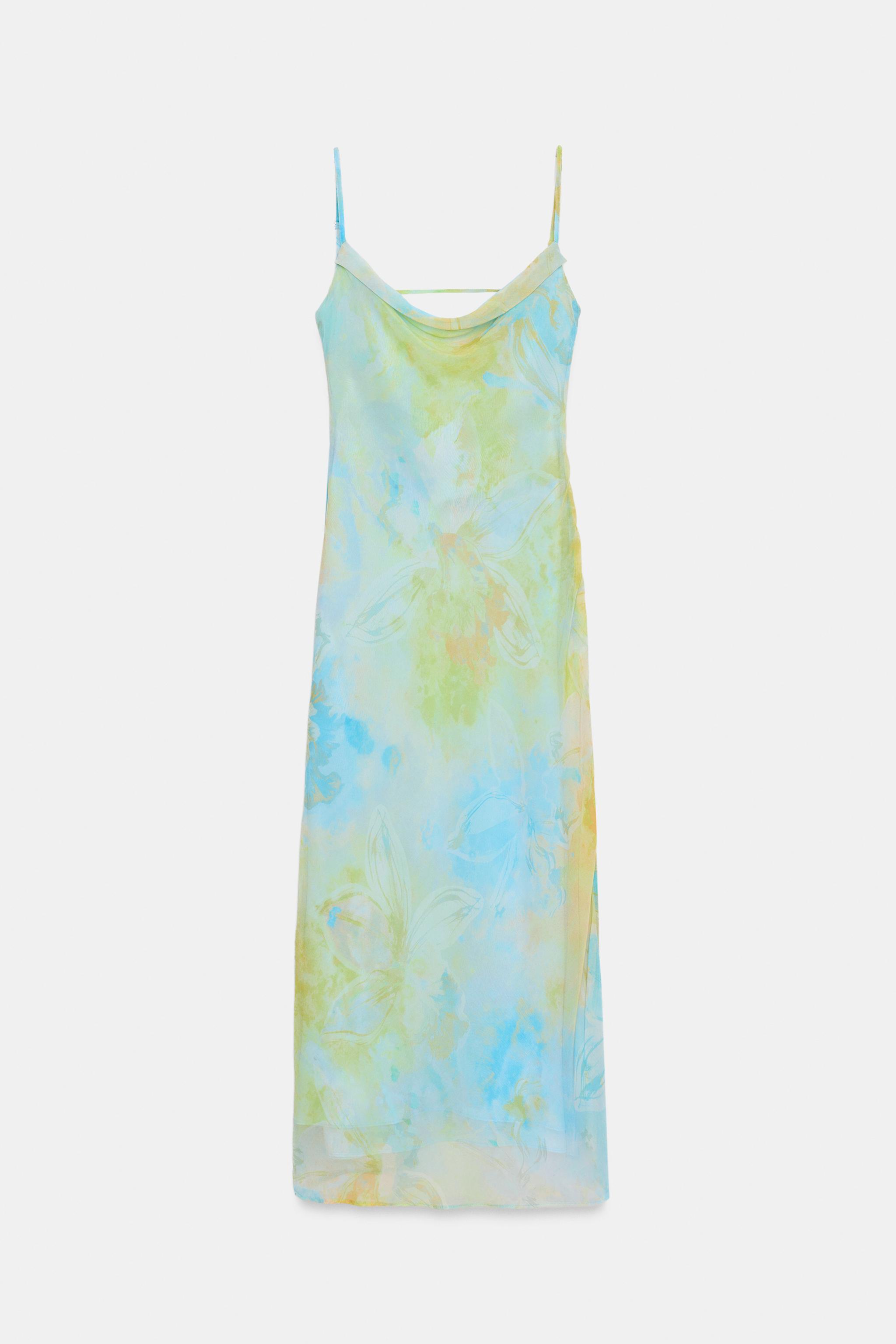 PRINTED DRAPED MIDI DRESS